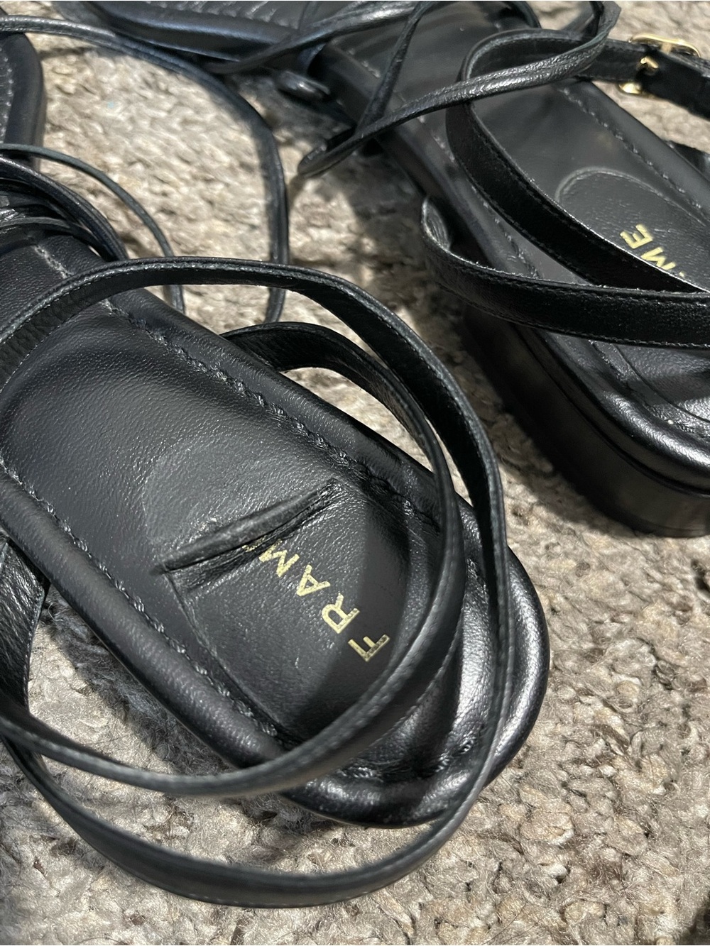 Frame Denim Le Ramona Black Leather Sandals Size 41 USA 10.5 - Picture 6 of 11